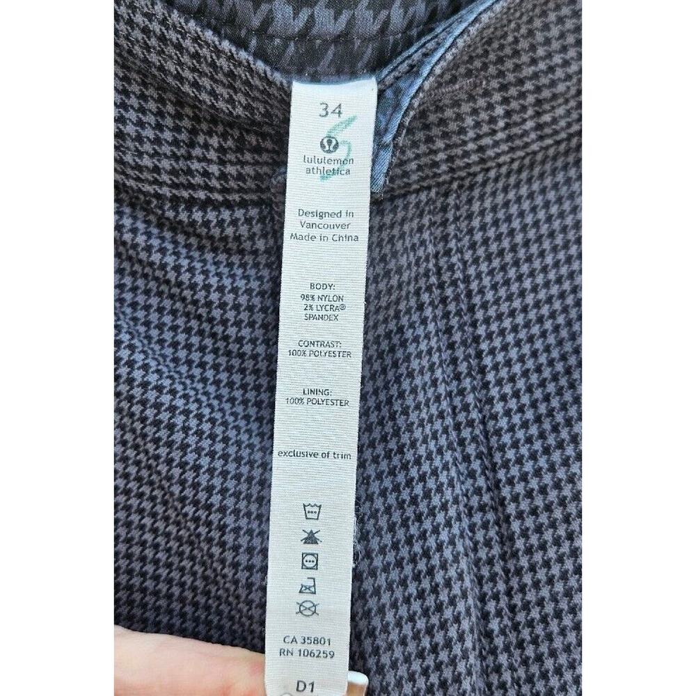 Lululemon Shorts Mens Size 34 Gray Black Kahuna Houndstooth Chino 10 Inch Inseam - Picture 11 of 14